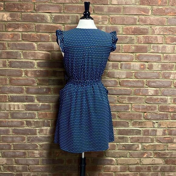 Monteau Navy & White Flutter Sleeve Dress Size Large - Picture 4 of 6
